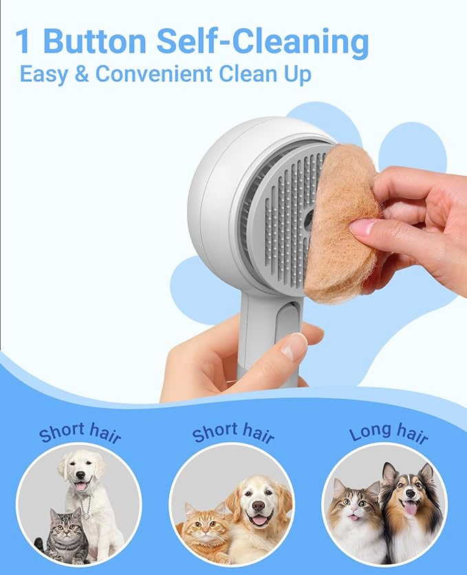 Cat Steam Brush, Cat and Dog Steam Brush, for Shedding with Release Button, 2 Speed Adjustable Spray USB Rechargeable Pet Grooming Supplies, for Dogs and Cats Pet Hair