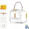 Small Bird Travel Cage Carrier,Portable Plastic Bird Cages,Portable Bird Carrier with Clear Acrylic Design, Travel Cage with Cover, Indoor Outdoor Use (Yellow)
