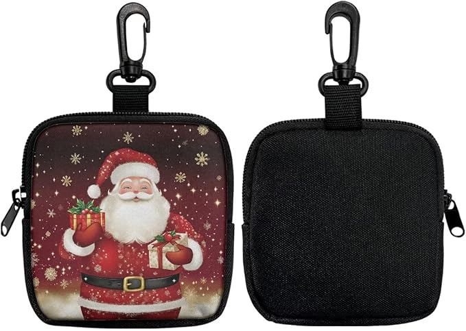 KEIAHUAN Dog Treat Training Pouch Christmas Santa Claus Dog Poop Bag Holder Hands-Free Dogs Training Small Bag with Carabiner Small Coin Purse for Traveling Outdoor Use, Red