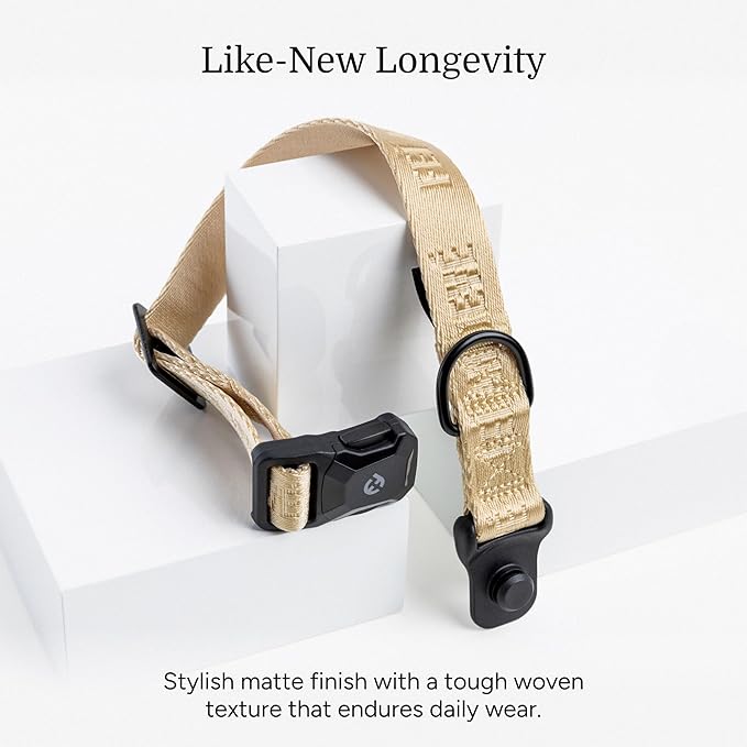 2025 New Edition, Fei & Eve MagEase Dog Collar - Patented Magnetic Buckles | Fur-Safe | Premium 210D Nylon | 450LB Escape-Proof | Adjustable Fit | Small (Champagne)