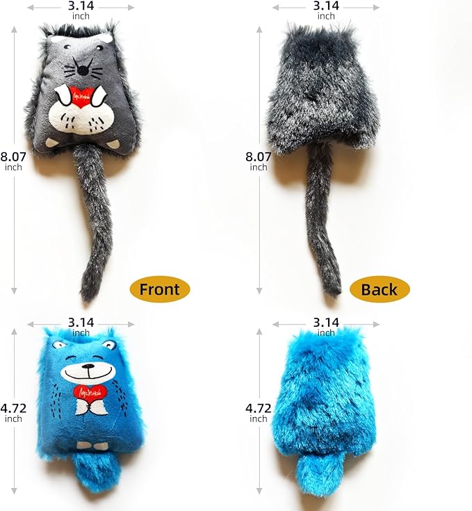 Cat Toys Catnip Toys Soft Plush Mouse Catmint Interactive Cat Kicker Toys with Crinkle Sound for Indoor Kitten Cats (8Mixed Colors)