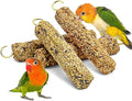 Fhiny Parakeet Treats, 4 PCS Natural Bird Crunch Sticks Grains Mixed Budgie Snacks Cockatiel Food Sticks Long-Lasting Chewing Toys for Parakeet Cockatiel Budgie Conure Parrot Lovebird Finch