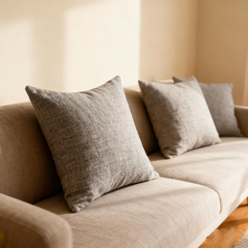 Throw Couch Pillow with Insert 18x18 Inches Set of 2 Square, Cute Modern Home Fall Decor for Living Room Sofa Bed Cushion Accent Case, Anthropologie Style Home Decor (Seagull Grey #P2-12)