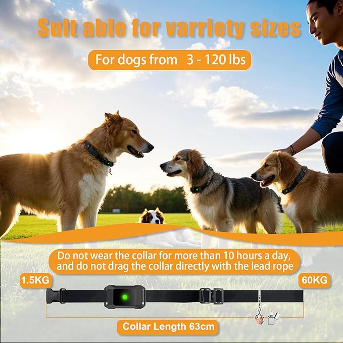 Dog Shock Collar, Pet Training Collar for Dogs with 4200ft Range, IPX7 Waterproof, Dog Bark Collar with 4 Modes & Safety Lock, Rechargeable E-Collar for All Breeds - Correct Bad Habits