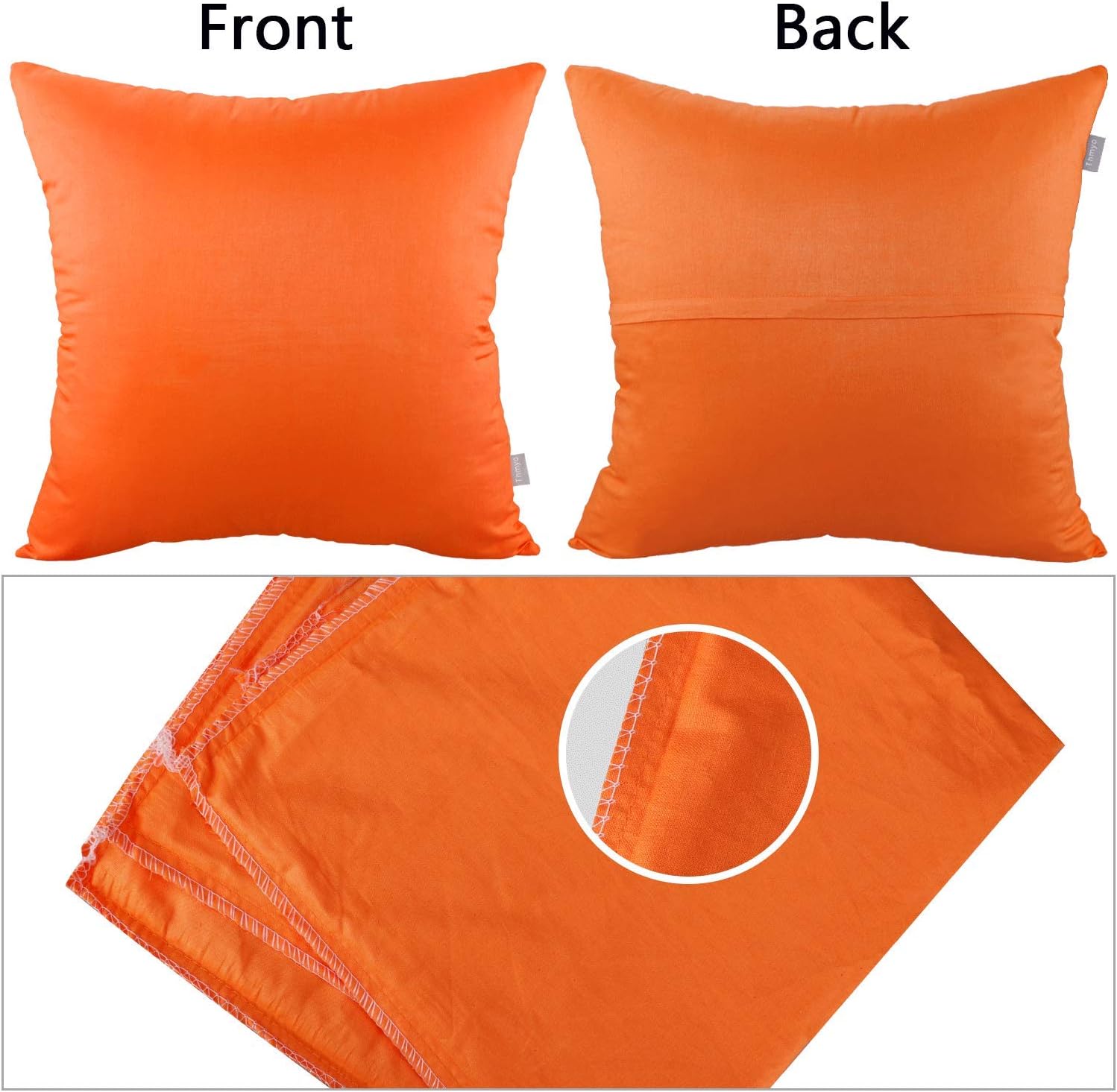Thmyo 4-Pack 100% Cotton Comfortable Solid Decorative Throw Pillow Case Square Cushion Cover Pillowcase Sublimation Blank Pillow Covers Thanksgiving DIY Throw Pillowcase(18x18 inch/45x45cm,Orange)