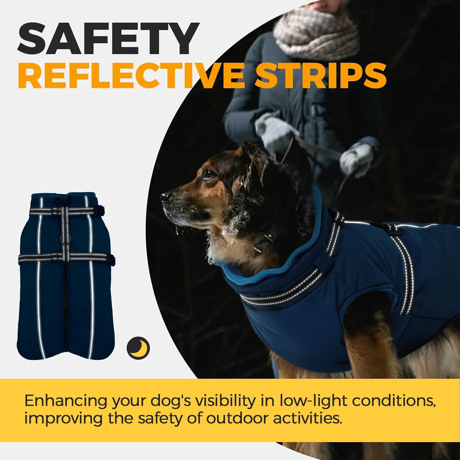 Lelepet Waterproof Dog Jacket with Harness Built in Warm Dog Winter Coat, Reflective Jacket Fleece Jacket, Dogs Coats for Small Dogs, Thermal Pet Snowsuit for Cold Weather, Yorkshire, Shih Tzu, Blue S