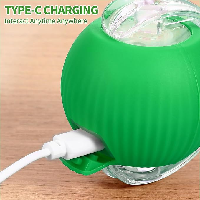 Interactive Rolling Cat Toys Balls, Automatic Cat Toy for Indoor Cats Interactive Balls Pet Moving Ball Interactive, Kitten Toys Moving Cat Toy Automatic Rolling for Dogs USB Rechargeable(Green)