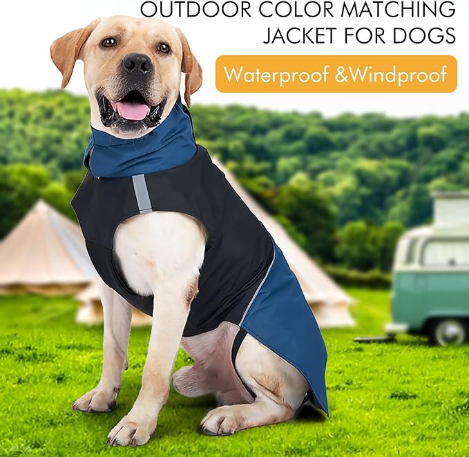 Windproof Dog Winter Jackets - Outdoor Coats for Cold Weather, Waterproof Raincoats with Leash Hole, Black, Blue, XS