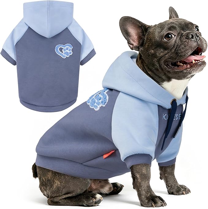 KYEESE Dog Hoodie Stretchy Cat Coat with Leash Hole Warm Pet Clothes Dogs Winter Coat for Cold Weather Pet Sweatshirt with Drawstring Comfort Cat Sweater Soft Dog Clothes for Small Dogs