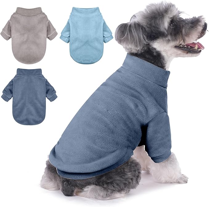 Dog Sweater, 3 Pack Dog Sweaters for Small Dogs Girl Boy, Ultra Soft Warm Puppy Clothes Dog Coat for Winter (Gray+Azure+Navy, Small)