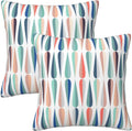 bassyil Mid Century Retro Drop Throw Pillow Covers Decorative Linen Pillow Cases Set of 2 Square Cushion Cover for Couch Sofa Bedroom Patio 18x18 Inch