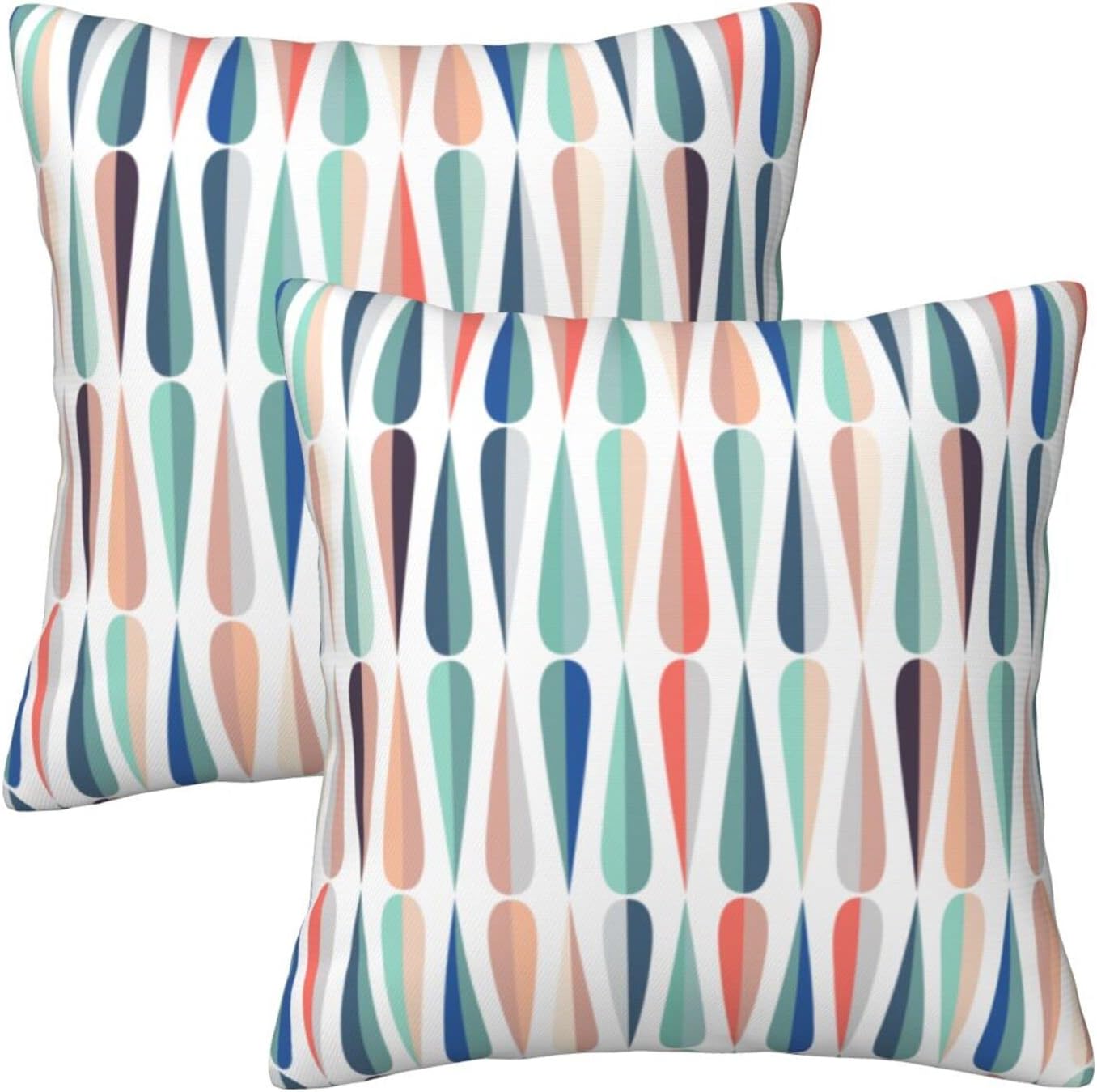 bassyil Mid Century Retro Drop Throw Pillow Covers Decorative Linen Pillow Cases Set of 2 Square Cushion Cover for Couch Sofa Bedroom Patio 18x18 Inch