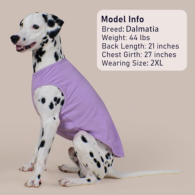 KYEESE 2Pack Dog Shirts for Small Dogs Comfort Striped T Shirt Soft Pet Tee Cotton Tank Top Pet Clothes Lightweight Sleeveless Stretchy Dog Vest, X-Large,Purple+Striped