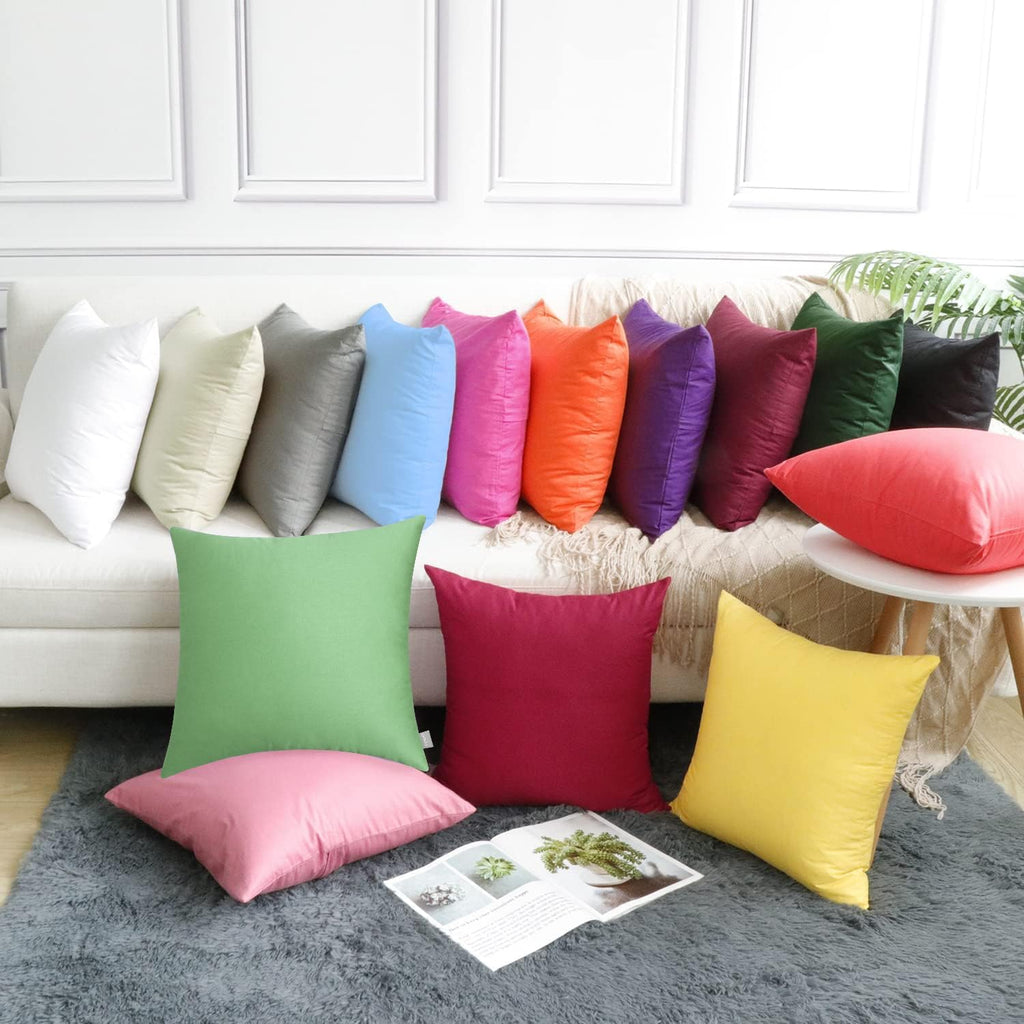 Thmyo 4-Pack 100% Cotton Comfortable Solid Decorative Throw Pillow Case, Square Cushion Cover Pillowcase Sublimation Blank Pillow Covers DIY Throw Pillowcase for Couch(18x18 inch/ 45x45cm,Sage Green)