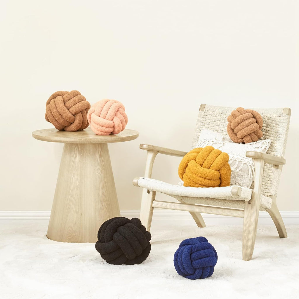 Petrella Knot Pillow Throw Pillows Ball Round Throw Pillows Home Decor Cushion Decorative Aesthetic Pink 8inch