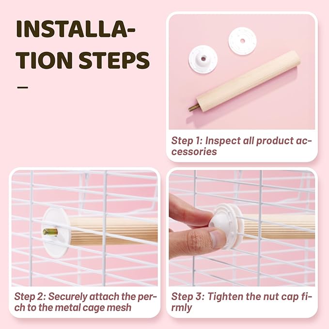 6 Pcs Wooden Bird Cage Perch, Cage Accessories, Parrot Toys, Mimics Wild Branches, for Parakeet, Cockatiel, Conure, Budgie, Lovebird, Small Medium Birds