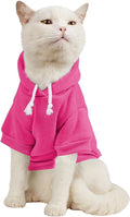 QWINEE Basic Dog Hoodie Sweatshirt Puppy Sweater Warm Cat Costumes Pet Clothes for Chihuahua Puppy Kitten Small Medium Dogs Hot Pink Medium