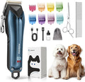 Dog Clippers for Grooming for Thick Coats, Detachable Blade Cordless Rechargeable Professional Pet Grooming Hair Trimmer Shaver Kit with 8 Guide Combs for Dogs Cats Animals