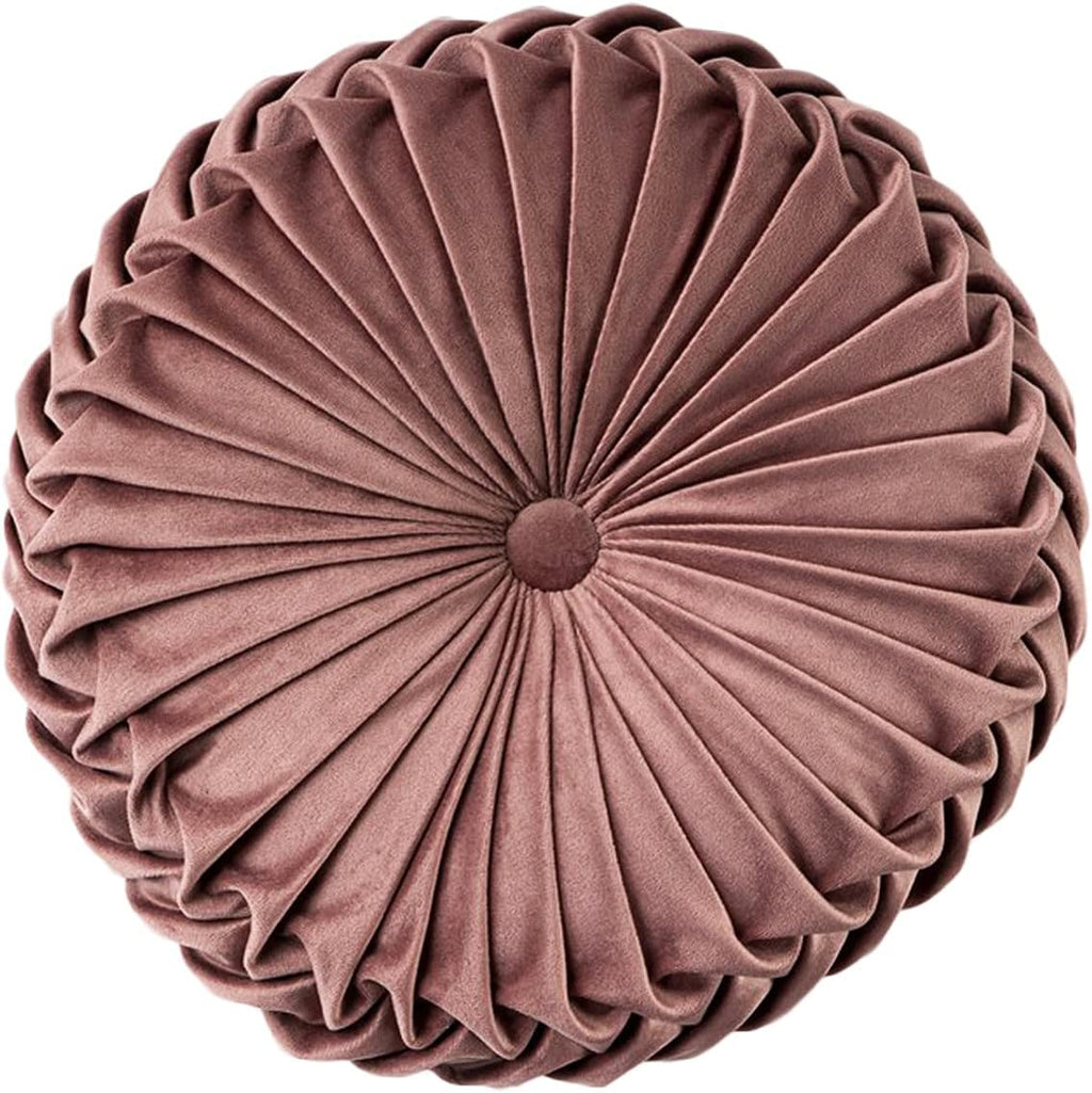 HLOVME Throw Pillow for Couch Decorative 3D Pumpkin Round Velvet Cushion for Sofa Bed Chair Floor 15"X15", Brown