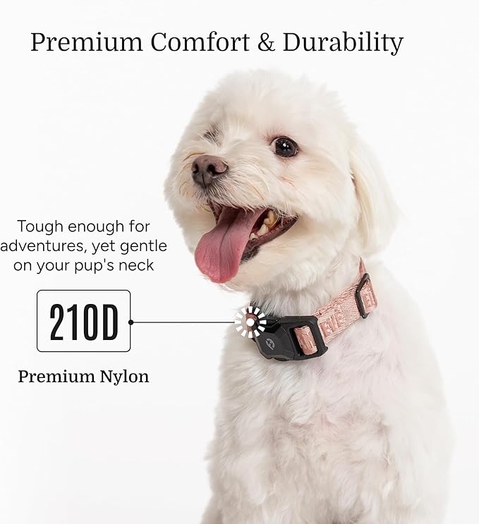 2025 New Edition, Fei & Eve MagEase Dog Collar - Patented Magnetic Buckles | Fur-Safe | Premium 210D Nylon | 450LB Escape-Proof | Adjustable Fit | Small (Blush)