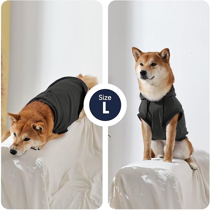 IECOii Dog Hoodie Medium Size Dog, Medium Dogs Sweater with Hood, Soft Pullover Hooded Sweatshirt for Dogs Boy and Girl Indoor & Outdoor, Machine Washable, Grey, Large (No Fleece Lined)