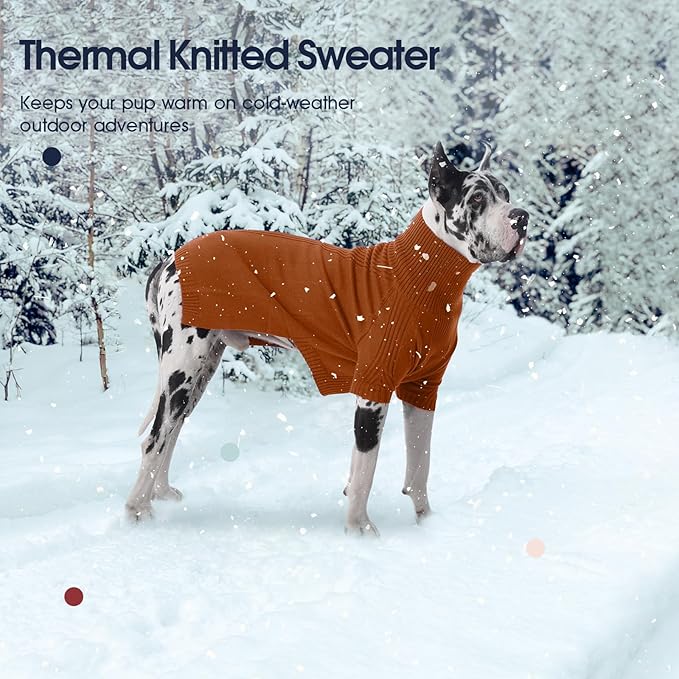IECOii XXXL Dog Sweater,Warm Dog Sweaters for Extra Large Dogs Girl Boy,Stretchy & Cozy,Turtleneck Knitted Pullover for Pet Wear On Holiday,Easy On Doggy Sweatshirt for Labrador (Caramel,XXXL)