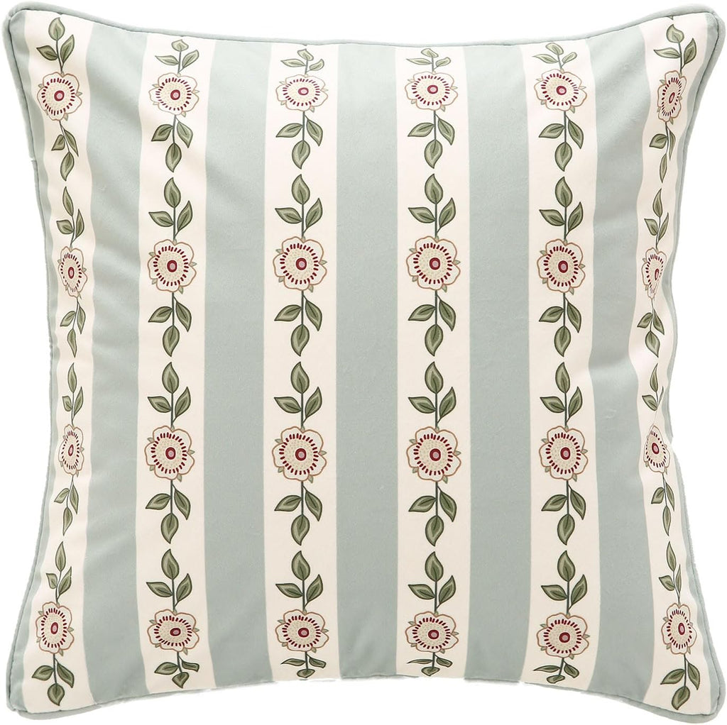 Throw Pillow Covers Pack of 1,Green Cozy Velvet Farmhouse with Flowers and Leaves Pattern Pillowcases,Decoration Square Pillows Cushion Covers for Couch Sofa Bed Car Chair,18"x18"…