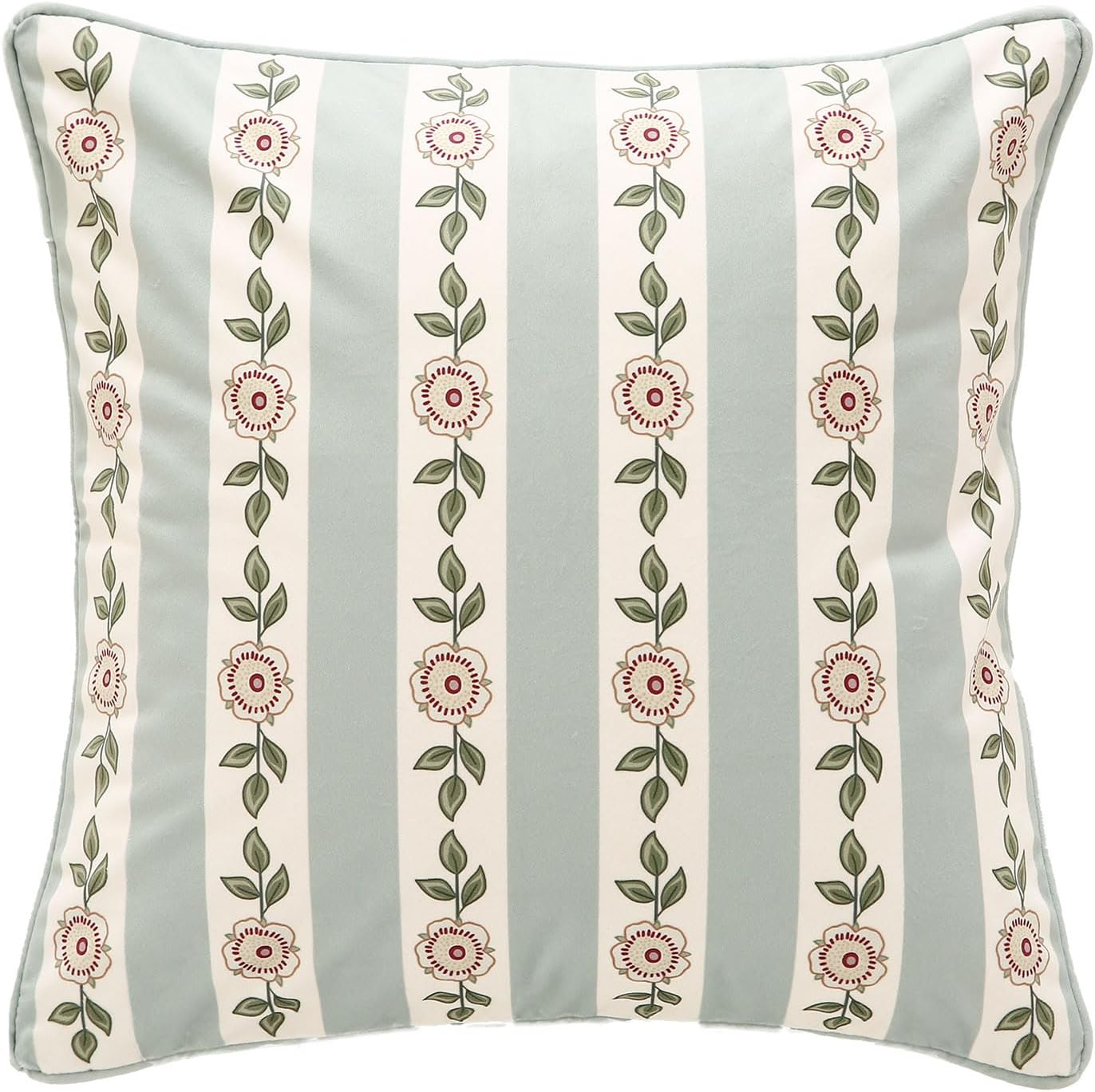 Throw Pillow Covers Pack of 1,Green Cozy Velvet Farmhouse with Flowers and Leaves Pattern Pillowcases,Decoration Square Pillows Cushion Covers for Couch Sofa Bed Car Chair,18"x18"…