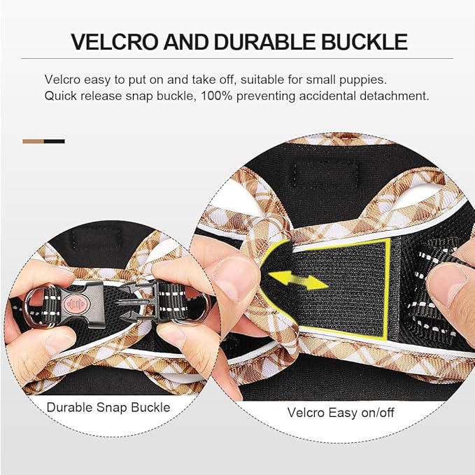 Mercano Soft Mesh Dog Harness and Leash Set, No-Chock Step-in Reflective Breathable Lightweight Easy Walk Vest Harnesses with Safety Buckle for Small Dogs, Cats (Black Yellow, M)