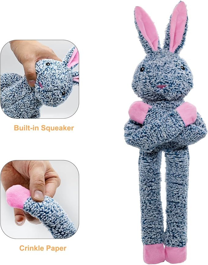 Raccoon No Stuffing Dog Toys for Large Dogs, Squeaky Crinkle Interactive Dog Animals, Plush Teething Toys to Keep Them Busy, Cute Funny Dogs Gifts for Small Medium Large Breed