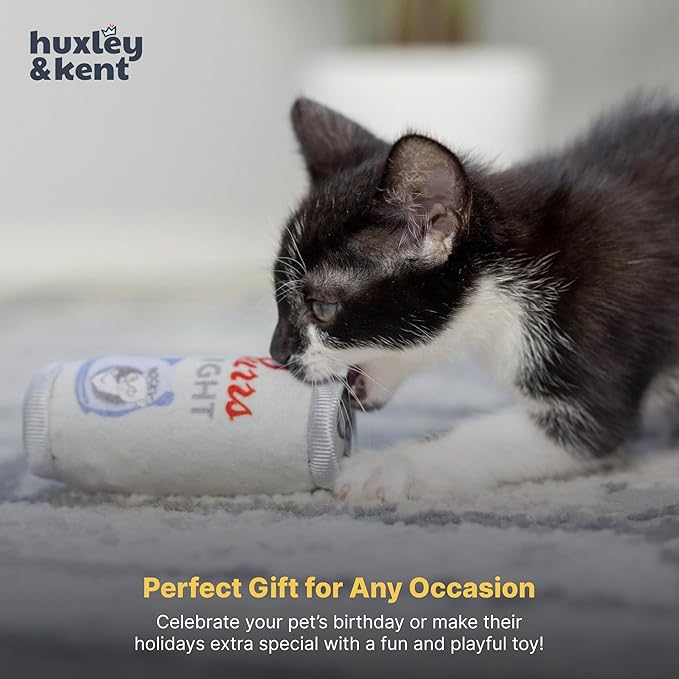 Huxley & Kent Plush Cat Toy - Interactive Catnip Toy for Cats & Kittens - Soft Kitty Toy with Crinkle & Catnip - Fun Indoor Play Toy - Purrs Light