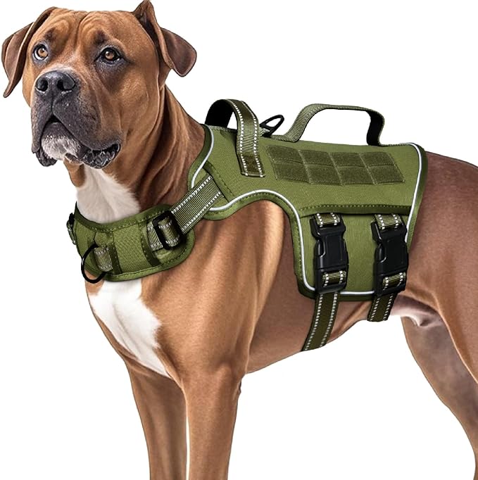 Dog Harness for Large Dogs Heavy Duty, Tactical No Pull Dog Harness with Molle System, Easy On and Off Service Dog Vest, Breathable Padded, Adjustable Reflective Pet Vest for Walking Hiking Training