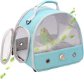 Bird Travel Cage, Portable Small Bird Parrot Parakeet Carrier with Standing Perch, Side Access Window Collapsible(Green, Mesh Windows)