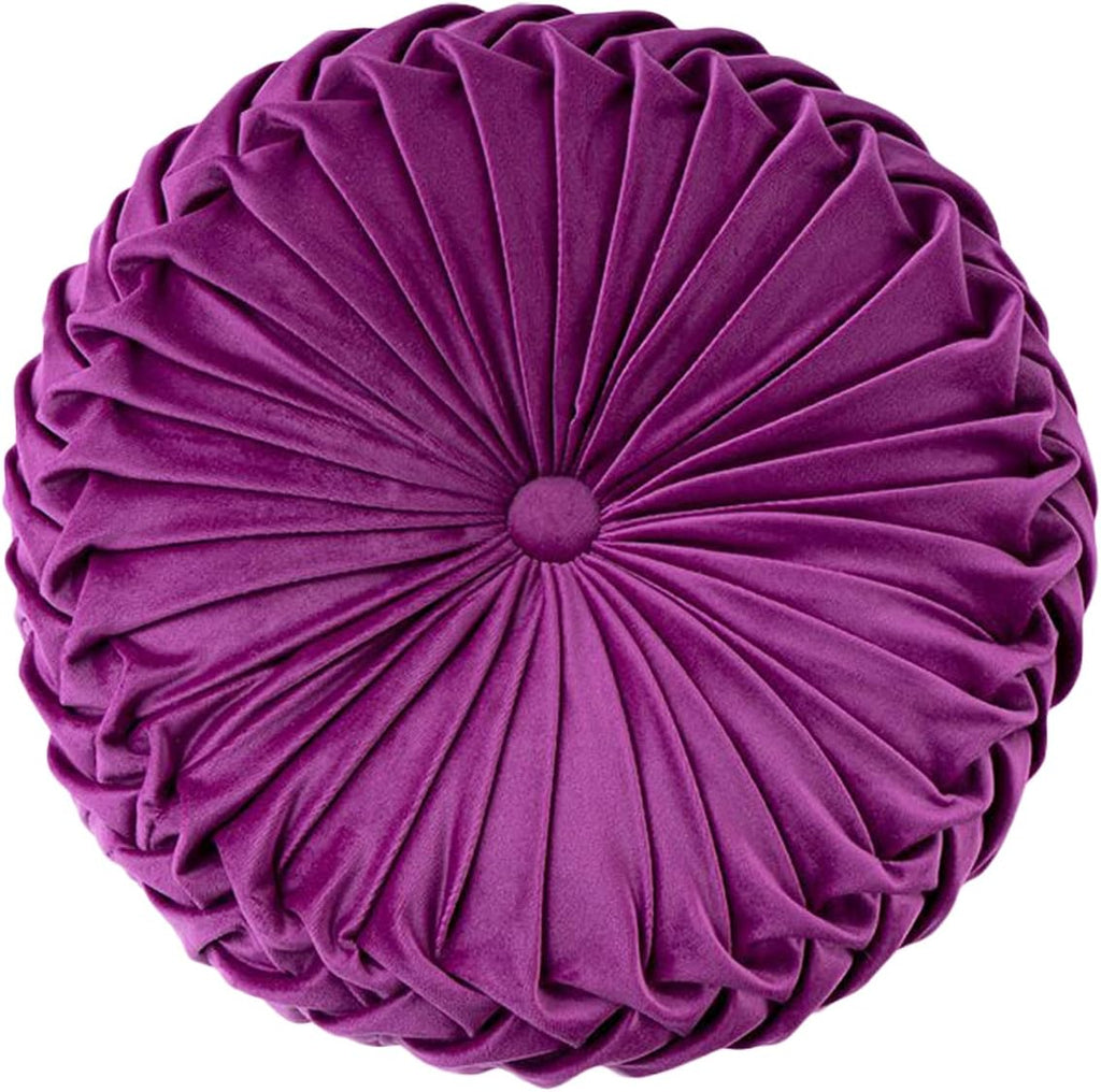 HLOVME Throw Pillow for Couch Decorative 3D Pumpkin Round Velvet Cushion for Sofa Bed Chair Floor 15"X15", Dark Purple