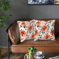 Fall Burnt Orange Floral Throw Pillow Covers 18x18 Inch Set of 2, Black Beige Watercolor Flowers Pillow Cushion Cases, Modern Decorative Square Pillowcases for Couch Sofa Bedroom Living Room Decor
