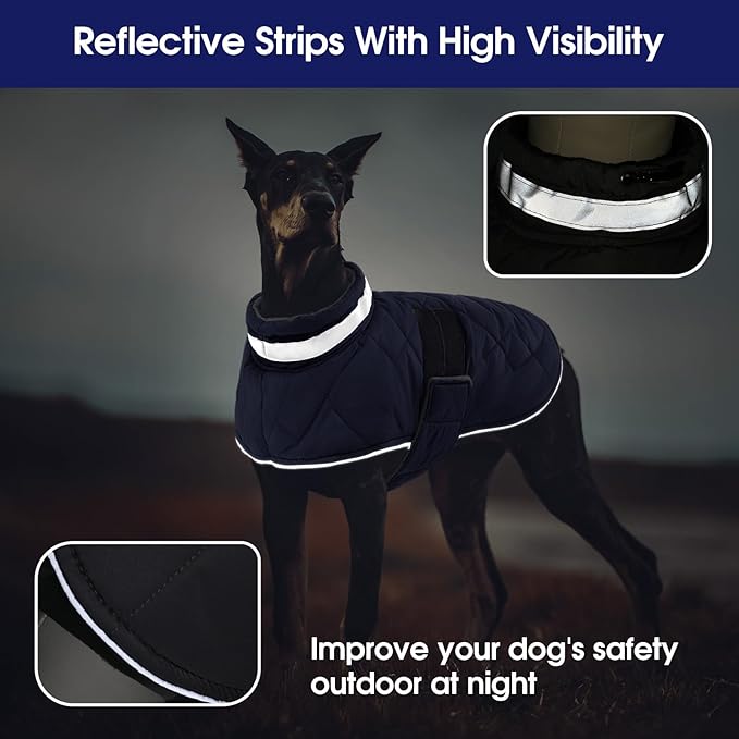 Dog Winter Coat Warm Padded Puppy Jacket Windproof Water Resistant Clothes for Small Medium Large Pets Christmas Sweater Outfit Vest(DarkBlue, M)