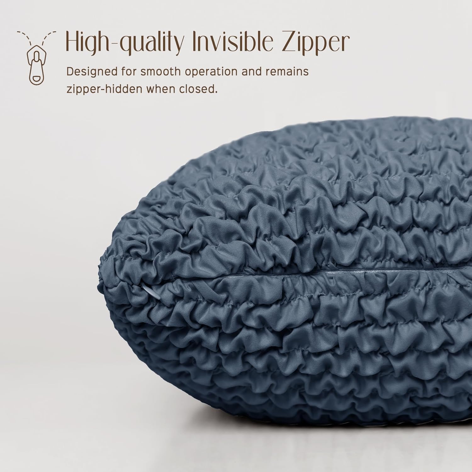 Throw Pillow Covers 18x18 Inch Solid Elastic Flexible Size Decorative Pillow Covers 20x20 Inch with Hidden Zipper Farmhouse Square Cushion Case for Couch Sofa Bed (Pack of 1, Duvier Blue)