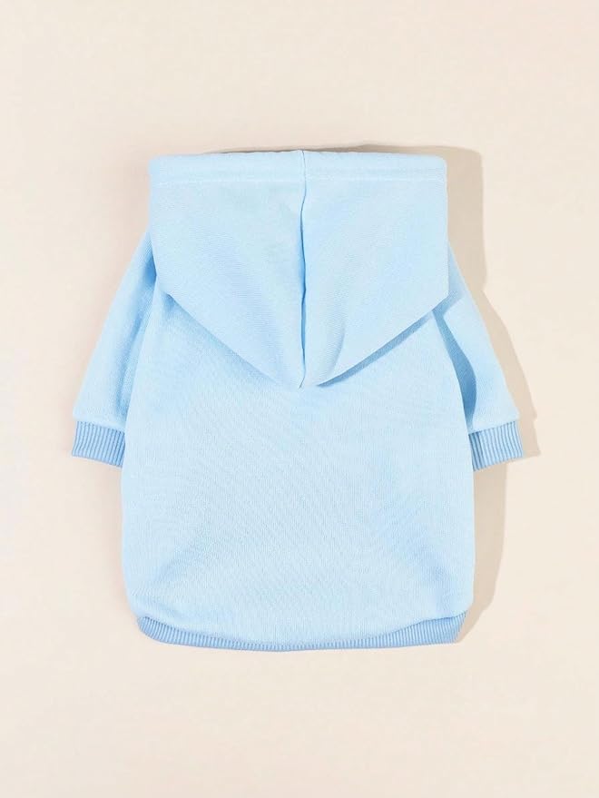 QWINEE Basic Dog Hoodie Sweatshirt Puppy Sweater Warm Cat Costumes Pet Clothes for Chihuahua Puppy Kitten Small Medium Dogs Light Blue Large