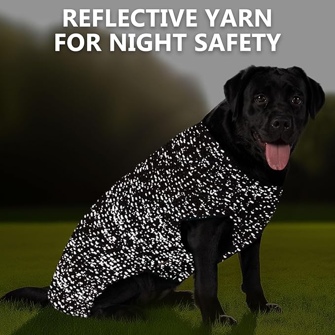 KYEESE Dog Sweater with Leash Hole Warm Pullover with Reflective Yarn for Small and Medium Dogs Male Soft Knit Pullover Boy Dog Coats Cozy Lightweight Thick Sweater,Khaki,Medium