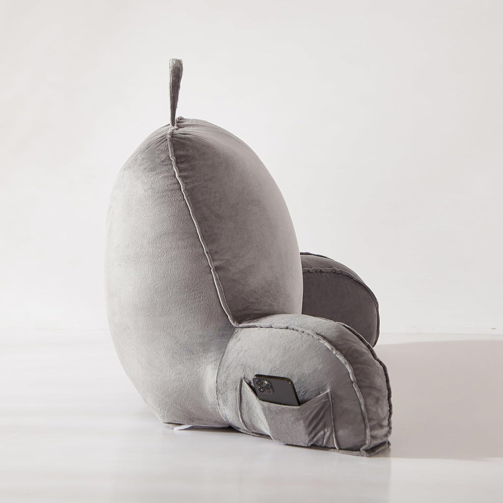 Reading Pillow for Sitting in Bed Adult,Back Pillow for Bed Sitting Up,Backrest Back Support Chair Pillow, College Dorm Essentials for Girls and Boys, Velvet Grey L