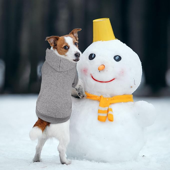 Dog Sweaters,Dog Hoodie,Cozy Fleece Interior Sweatshirt with Hood & Pocket,Leash Hole,Pet Clothes Sweater for Small,Medium,and Large Dogs,Grey&XL