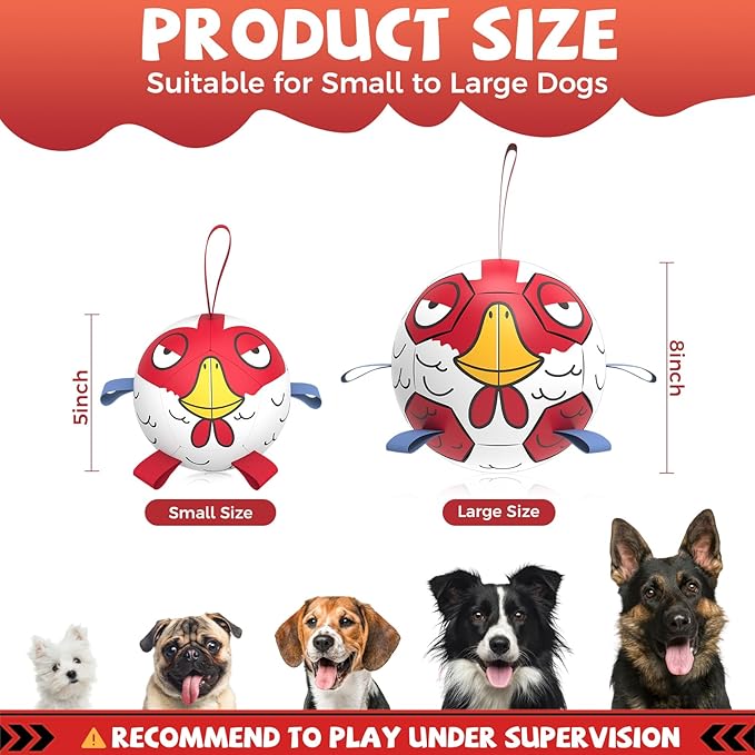 QDAN Dog Toy Balls: Pet Training Soccer Ball Dog Toy with Straps- Puppy Extra Small Dog Balls Beach Pool, Dogs Herding Ball, (5 Inch)