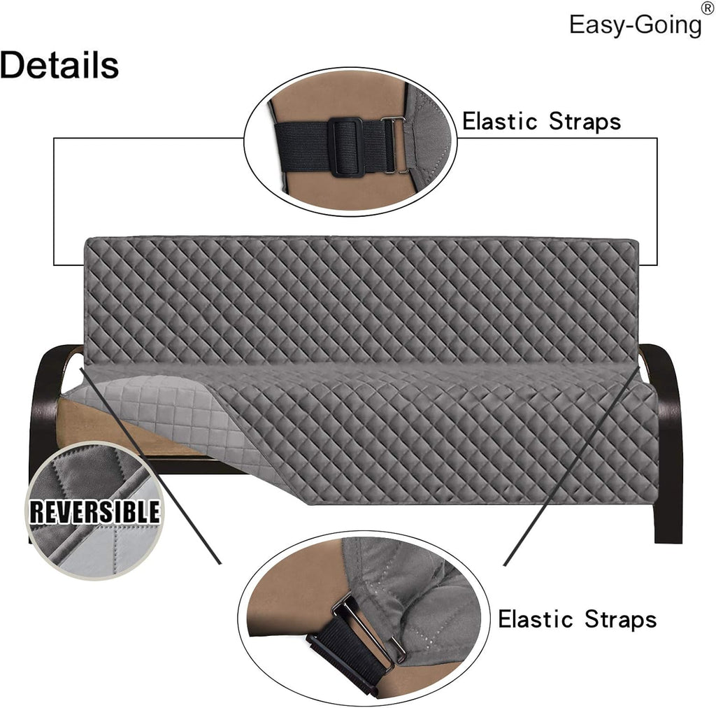 Easy-Going Futon Sofa Slipcover Reversible Armless, Furniture Protector Couch Cover Water Resistant Pets Kids Children Dog Cat (Gray/Light Gray)