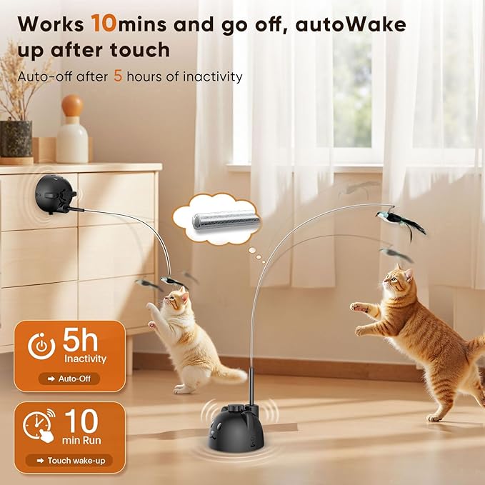 Interactive Cat Toys for Indoor Cats Automatic Electric Flying Bird Feather Cat Toy - Best Kitten & Adult Cat Enrichment Toy Stick-on Hanging Electric Kitty Toys for Bored Cats
