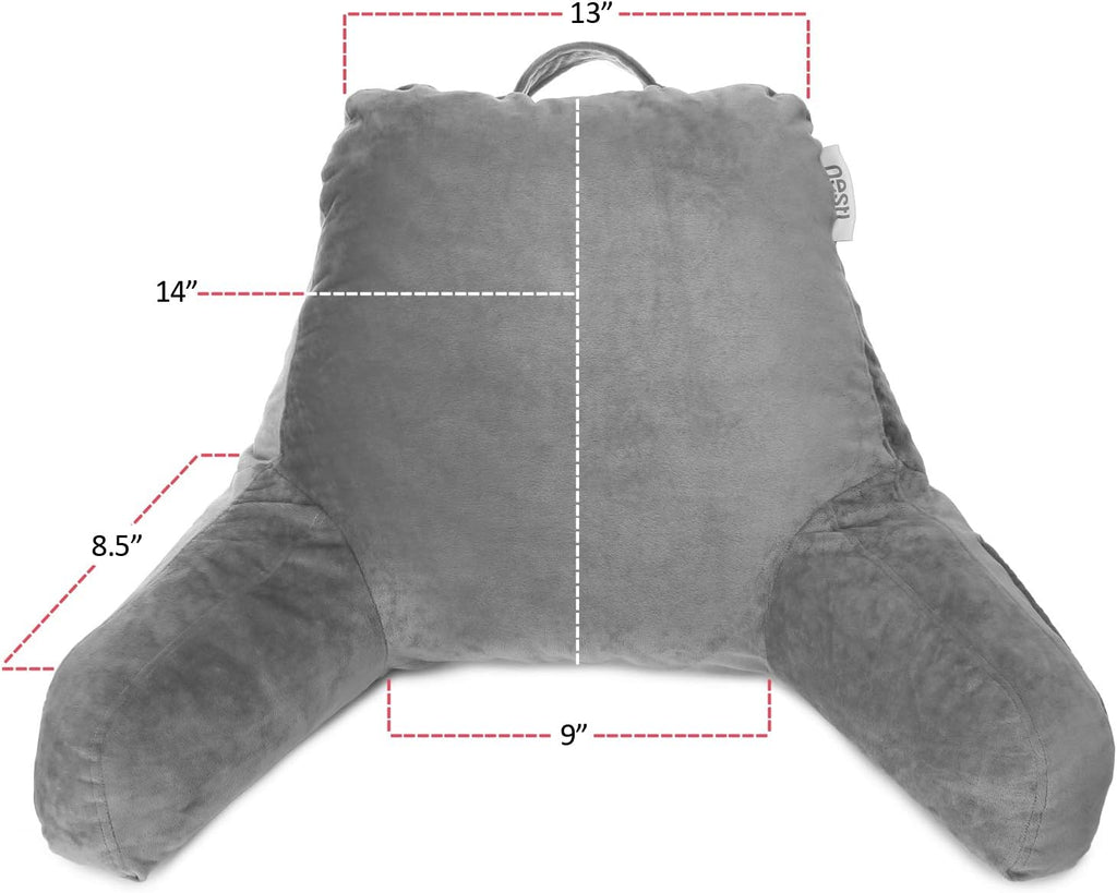 Nestl Reading Pillow for Kids & Teens with Shredded Memory Foam, Backrest Pillows for Reading, Watching, and Gaming, Use on The Couch, Bed, or Floor, Adjustable Support with Washable Cover Dark Grey