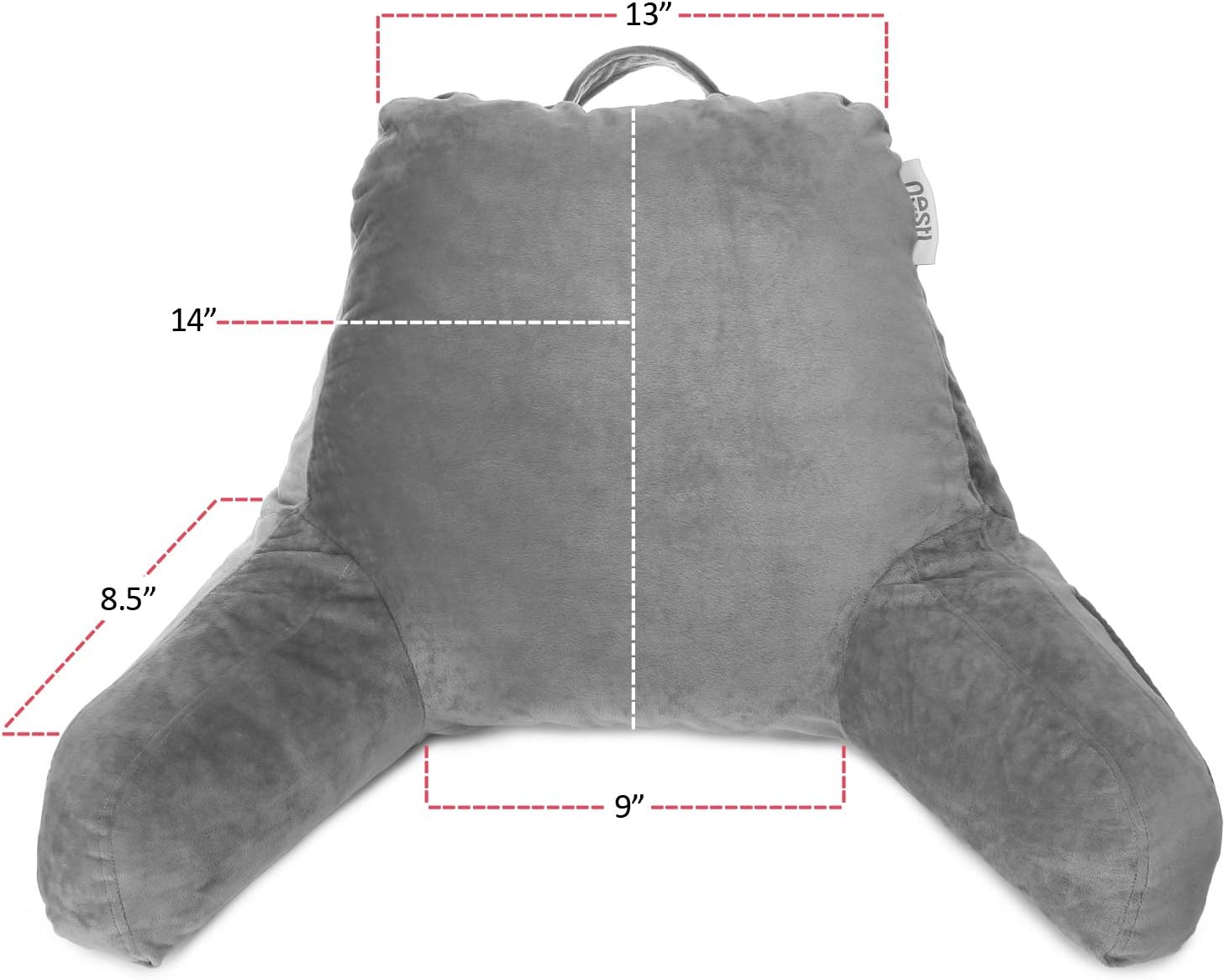 Nestl Reading Pillow for Kids & Teens with Shredded Memory Foam, Backrest Pillows for Reading, Watching, and Gaming, Use on The Couch, Bed, or Floor, Adjustable Support with Washable Cover Dark Grey