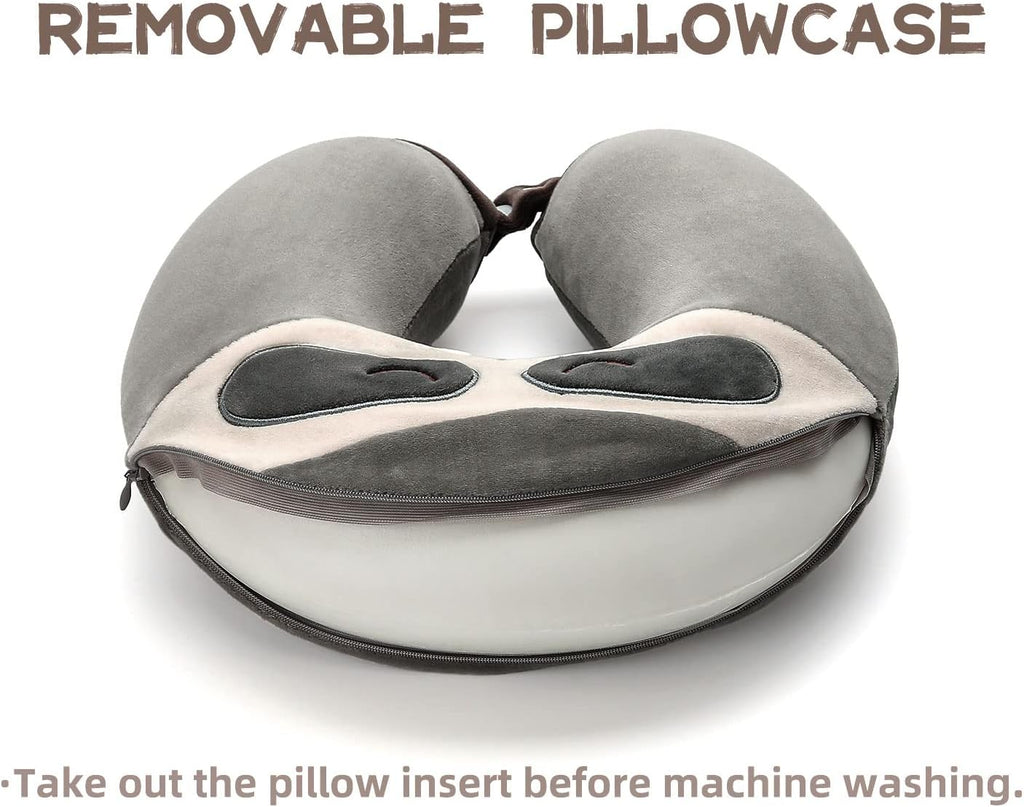 Niuniu Daddy Travel Neck Pillow - Pure Memory Foam Cervical Support Pillow for Sleeping on Airplane, Car, Train for Long Trips - Sloth Design for Kids Age 8+, Teens, Adults, Boys, Girls