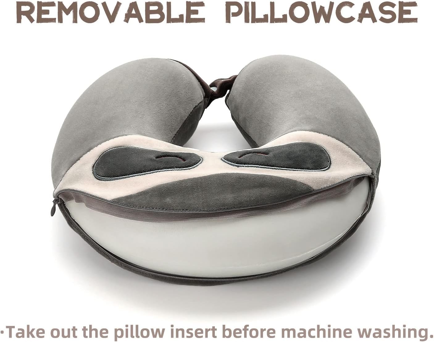 Niuniu Daddy Travel Neck Pillow - Pure Memory Foam Cervical Support Pillow for Sleeping on Airplane, Car, Train for Long Trips - Sloth Design for Kids Age 8+, Teens, Adults, Boys, Girls