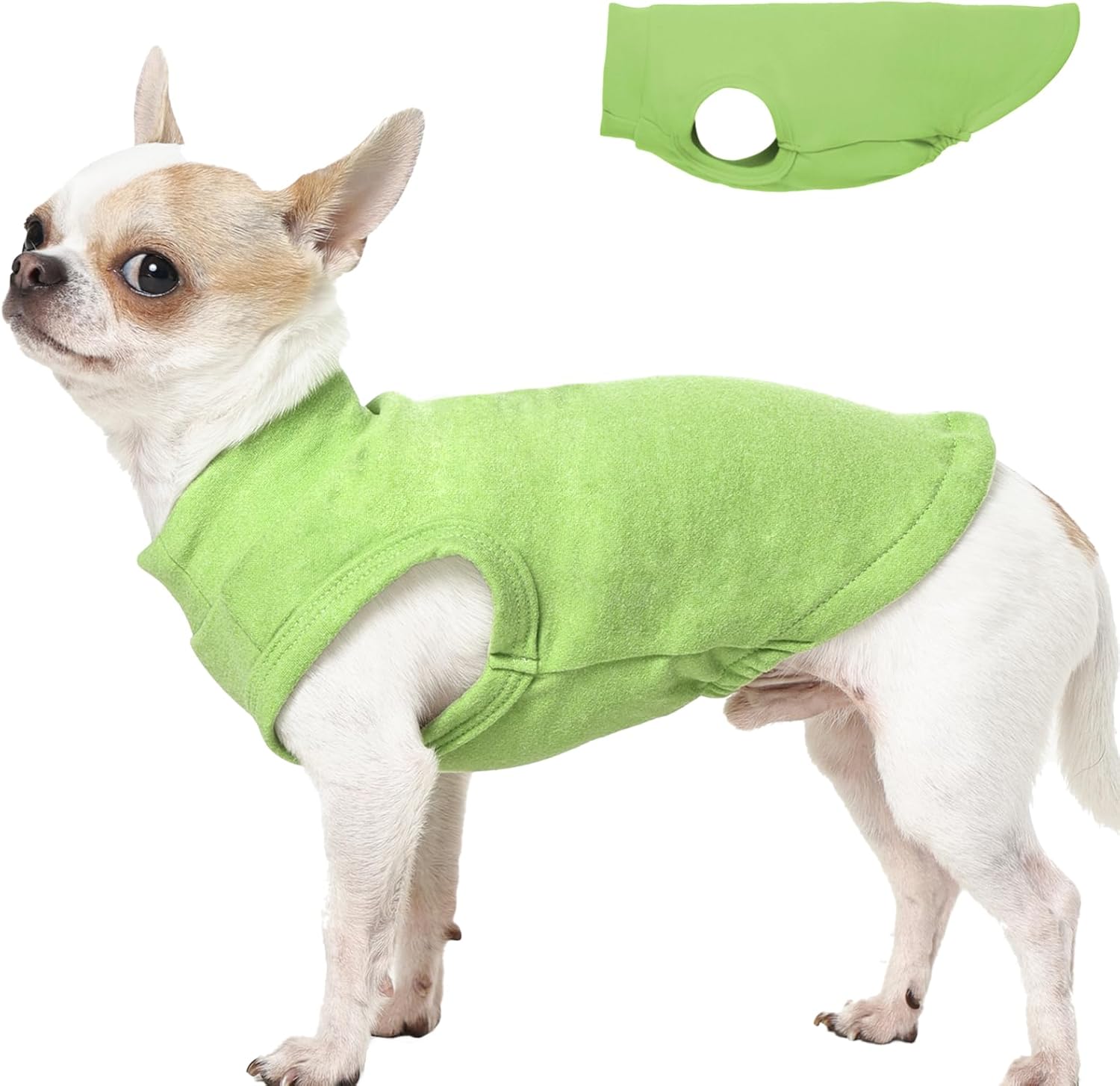 Dog Sweater Fleece Vest - Green, XS - Stretchable Sleeveless | Warm Lightweight Sweatershirt, Pullover Design for Puppy,Chihuahua Clothes,Winter Warm Pet Shirt