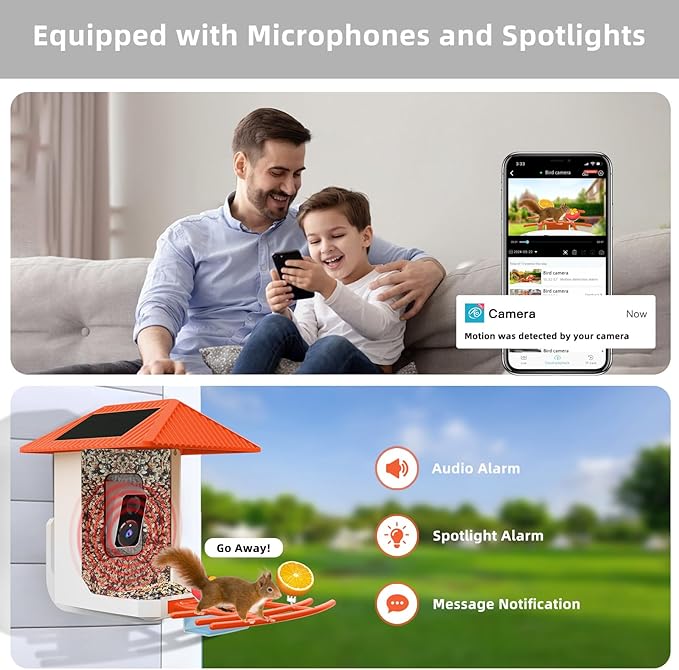 Kurain® Smart Bird Feeder with Camera, 2.4G/5G WiFi, 2.5K Video Birds Feeder with Solar Panel, AI Identify, Live View, Capture Bird Video, Instant Arrival Alerts, Ideal Gift forBirdlover